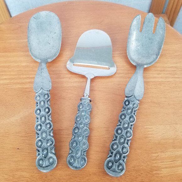 Pewter Utensils Old Norse Pattern Set of Three Viking-Core Serving Tools - Picture 1 of 12